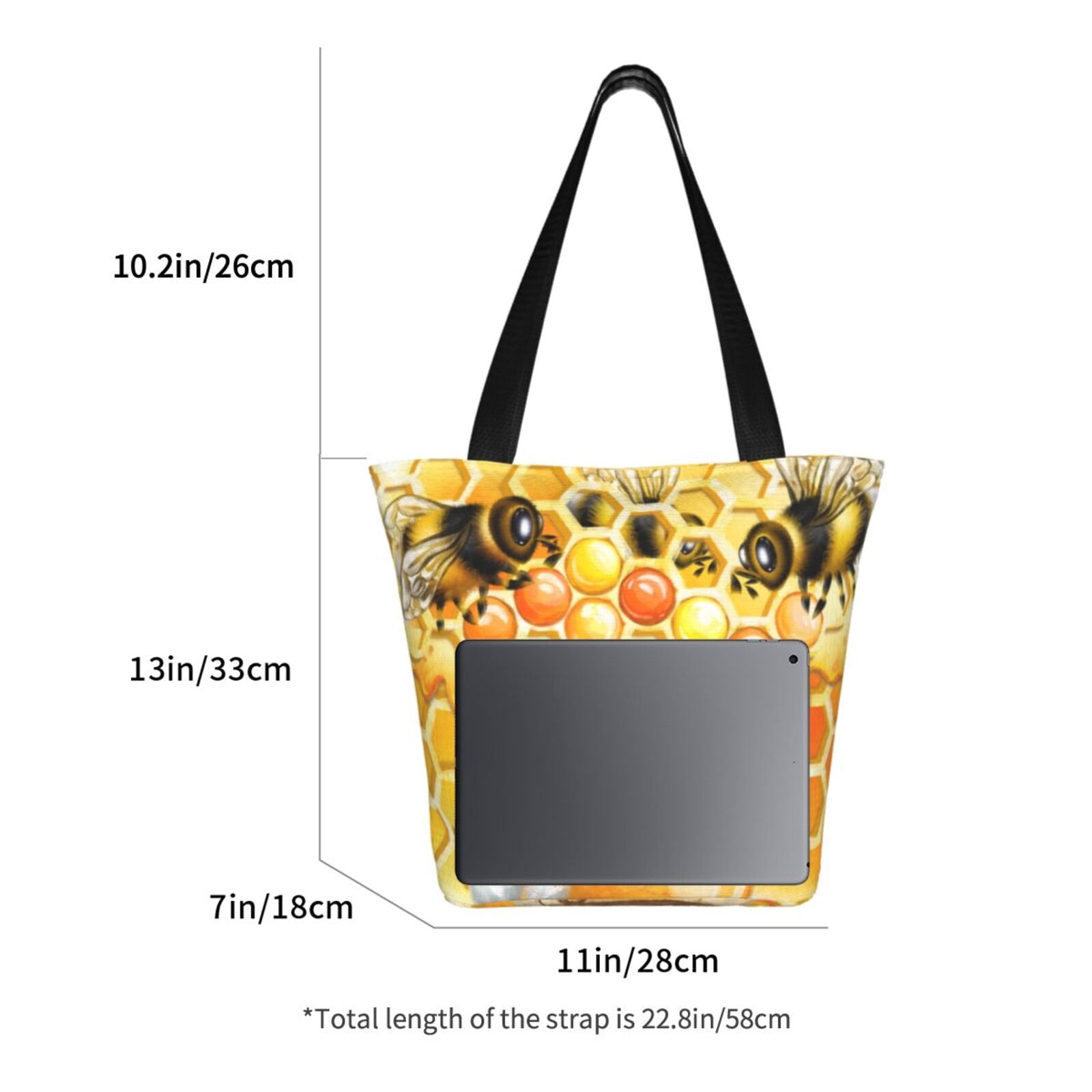 Ratiio Honey Bee Print Shoulder Bag for Women, Polyester Crossbody Purse Lightweight Handbag for Daily Travel and Casual Use