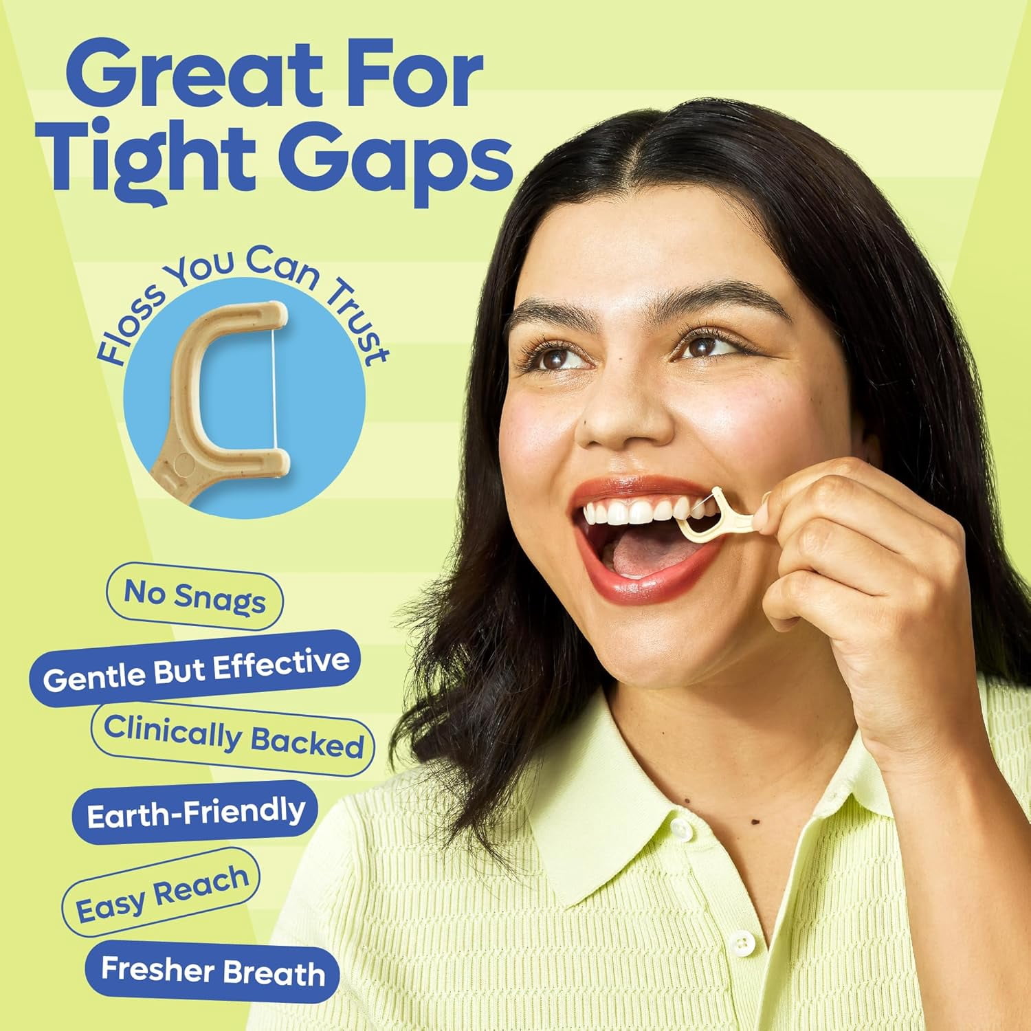 Eco-Friendly Dental Floss Picks (200ct) - Flossers Made with Straw Wheat Blend, Superior Anti-Shred Thread for Tight Gaps, Tooth Pick Stick Adults, Soft on Gum & Teeth, Vegan, Mint