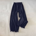 thumbnail image 5 of Only Moment Casual Ruffle Flare Pant Legs Design Linen Pants Women's Casual Wide Leg Pants Casual Palazzo Trousers with Pockets Loose High Waisted Wide Leg Lounge Pants Navy,XXXL, 5 of 5