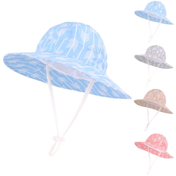 Jamicy Sun Hat for Boys Girls Summer Outdoor Wide Brim UPF 50  Adjustable Strap Toddler Beach Hat for Boys & Girls