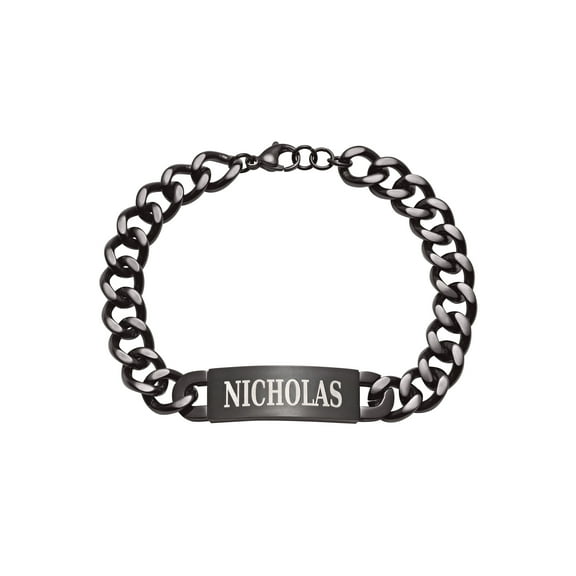- Personalized Planet Men's Black Stainless Steel ID Bracelet ,Women's