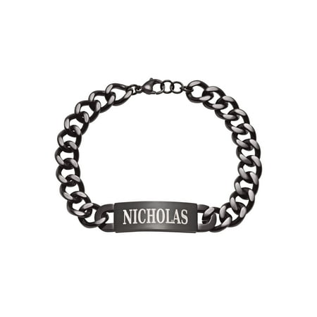 - Personalized Planet Men's Black Stainless Steel ID Bracelet ,Women's