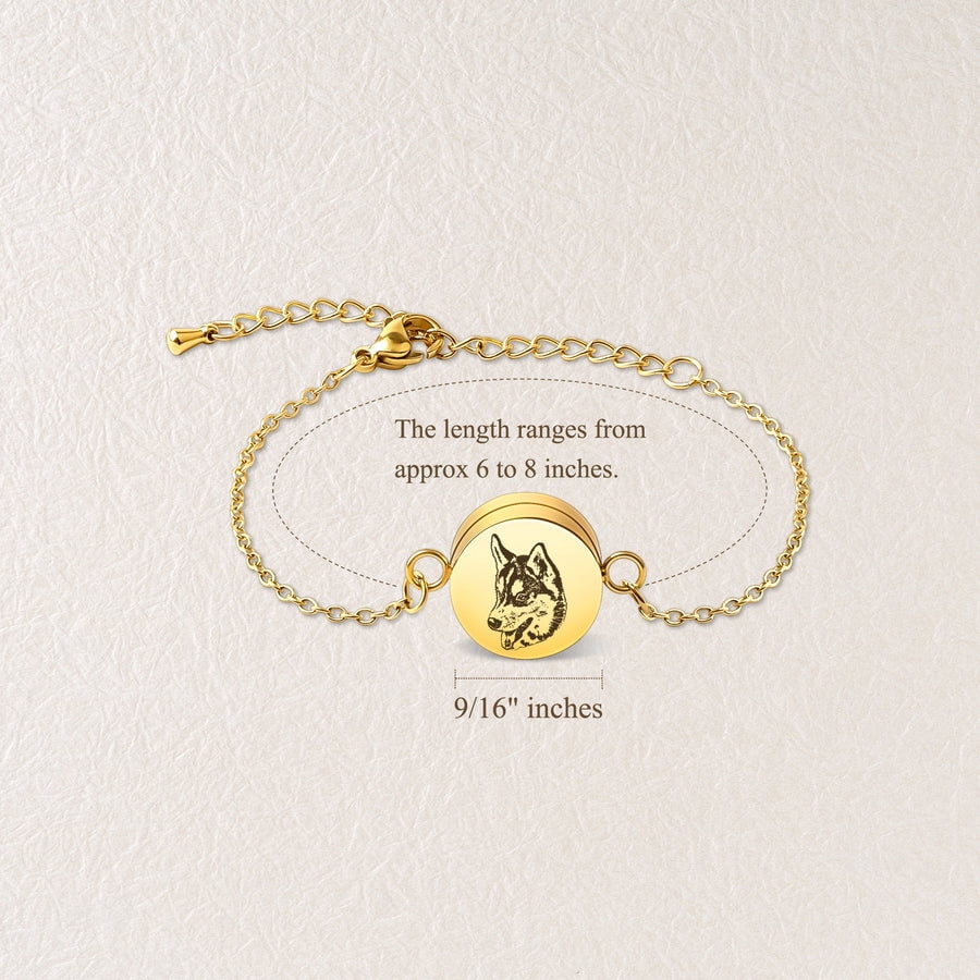 Anavia Personalized Pet Memorial Jewelry, Pet Portrait Pet Fur Memorial Bracelet, Engraved Dog Photo Bracelet Cat Bracelet for Loss of Pet