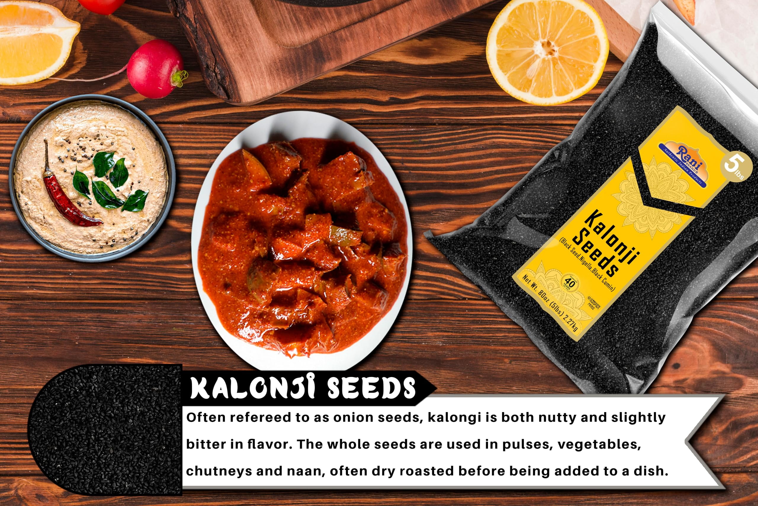 Rani Kalonji Seeds Whole Spice (Black Seed, Nigella Sativa, Black Cumin) 80oz (5lbs) 2.27kg ~ All Natural | Gluten Friendly | NON-GMO | Kosher | Vegan | Indian Origin