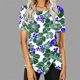 thumbnail image 2 of Blusas de Manga Corta para las Mujeres Botón Impreso Cuello Redondo Top Casual, Blusas para las Mujeres Casual, 2 of 5