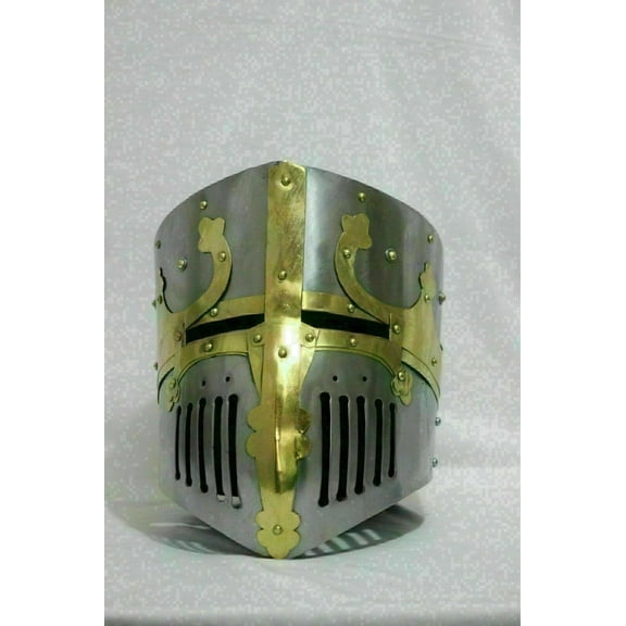 18 Gauge Medieval Crusader Great Helmet - Knight Templar Replica, Durable Steel