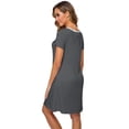 thumbnail image 5 of WiWi Soft Bamboo Nightgowns for Women Sleep Shirts Lightweight Short Sleeve Lounge Dress Plus Size Sleepwear S-2X, Iron Grey, Large, 5 of 5