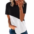 thumbnail image 3 of T-shirt Femme à Manches Courtes Color Block, Col Rond, Noir, TG, 3 of 7
