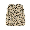 thumbnail image 3 of Womens Tops Plus Size Floral Printing V-neck Long Sleeve Casual Loose T-shirt Top Khaki, 3 of 4