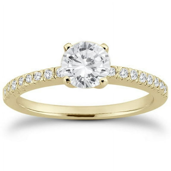 SZUL Women's 1 Carat TW Diamond Fishtail Pave Ring in 14K Yellow Gold (J-K-L Color, I2-I3 Clarity)