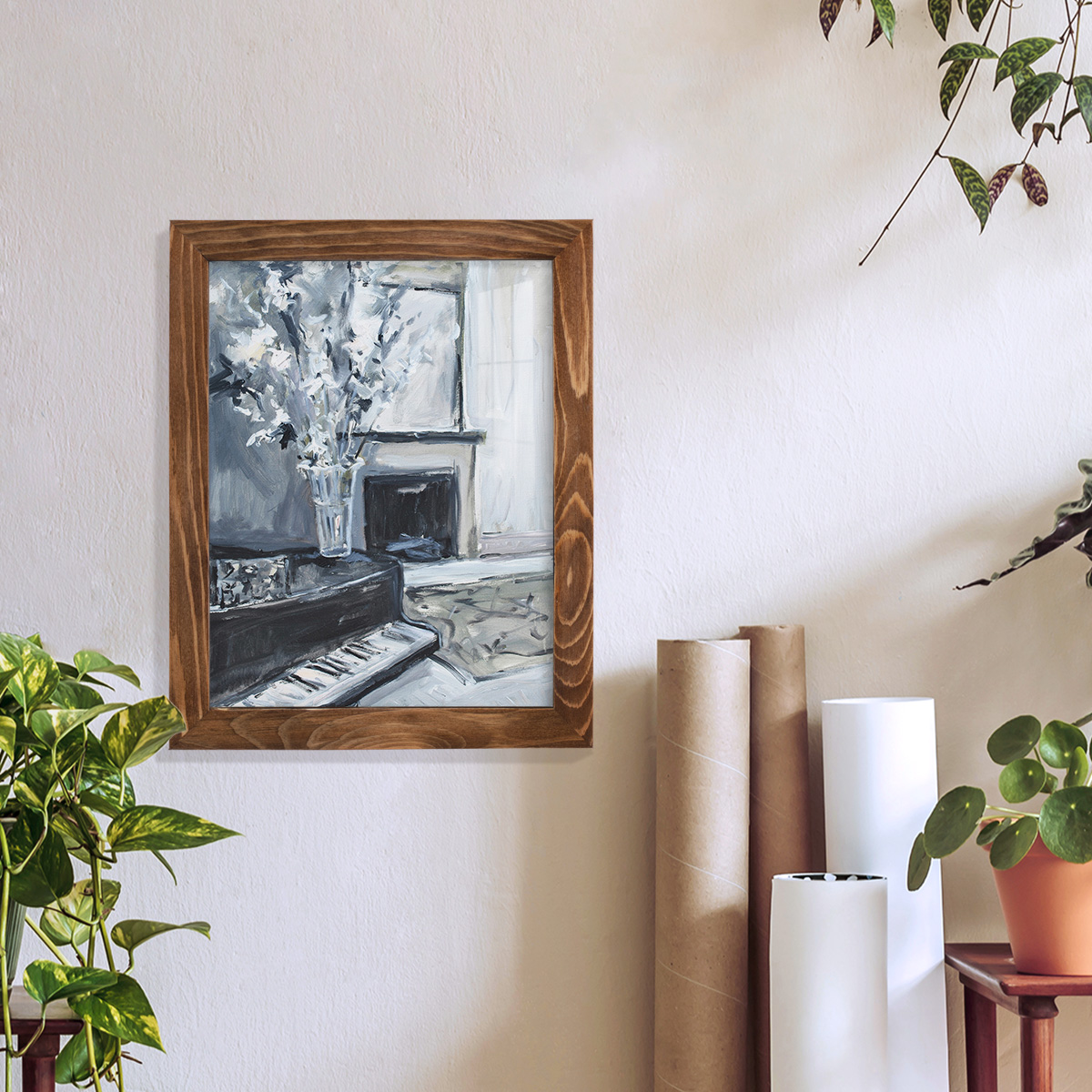 Piano Blues III - Framed Print w/glass - Walnut