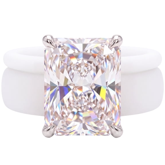Flydeer Silicone Rings for Women 2PCS Radiant Cut Solitaire Engagement Ring 5A CZ Stackable Wedding Band Size 7