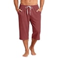 thumbnail image 3 of Nokdvo 3/4 Capri Pants for Mens Drawstring Elastic Waist Capris with Pockets Below Knee Joggers Wide Leg Stretch Comfy Lounge Lightweight Athletic Summer Capri Sweatpants,Vermilion XL, 3 of 6