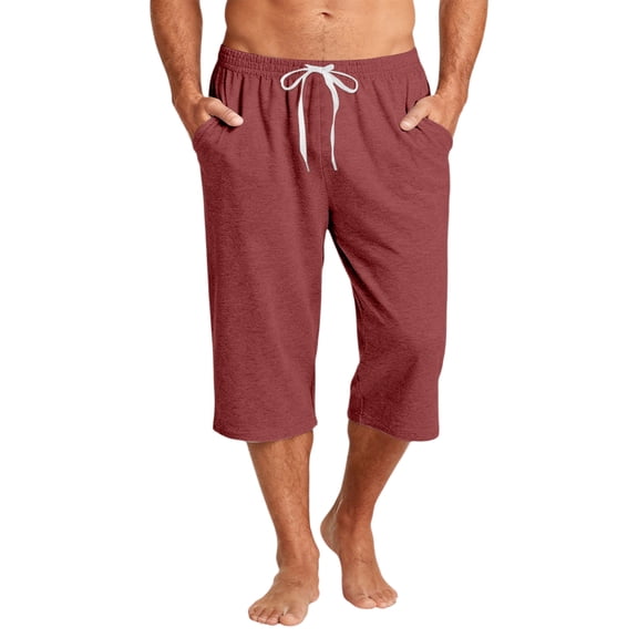Men's Capri Pant Baggy Below Knee Summer Sweat Shorts Elastic Waist Athletic Casual Drawstring Pocketed 3/4 Pants