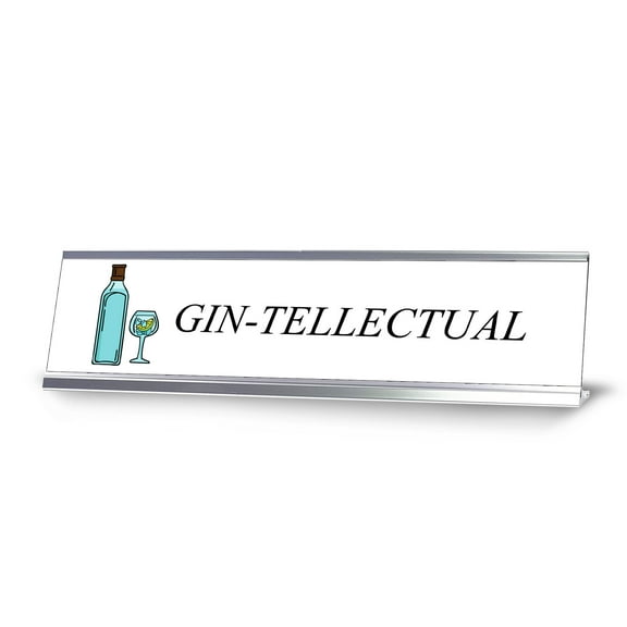 Gin-Tellectual, Silver Frame Desk Sign (2 x 8")