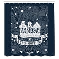 thumbnail image 3 of Ambesonne Amsterdam Shower Curtain, Travel Words with Stars, 69"Wx70"L, Dark Blue and White, 3 of 3