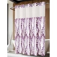 thumbnail image 2 of No Hook Shower Curtain with Snap-in Liner, Purple Weeping Eucalyptus Waterproof Fabric Bathroom Curtains, Spring Summer Farmhouse Leaves Bath Curtains & Mesh Top Window 72"x96" Extra Long, 2 of 9
