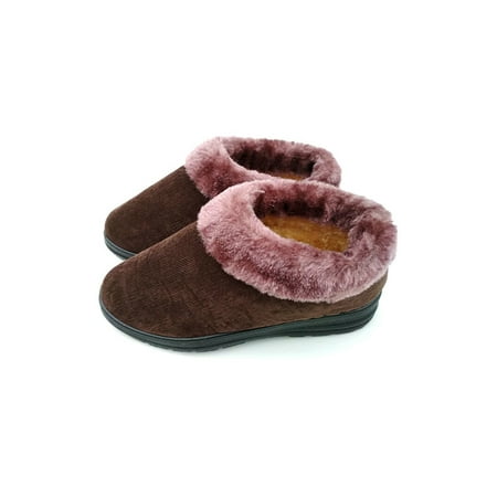 

Zodanni Women Comfortable Winter Shoes Work Lightweight Fuzzy Collar Warm Casual Shoe Breathable Slip On Flats Brown 5