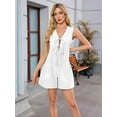thumbnail image 3 of Women'S Summer Casual Rompers Lace-Up Short Loose Linen Jumpsuit Beach Outfits Travel Vacation Clothes White XXL, 3 of 8
