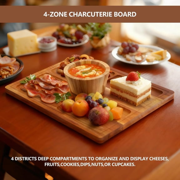 Acacia Wood Cake Stand with Lid,17'' Rectangle Dessert Display & Charcuterie Board Set