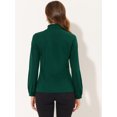 thumbnail image 3 of Blusa informal de manga larga con cuello en V y volantes para mujer Verde oscuro XL, 3 of 4