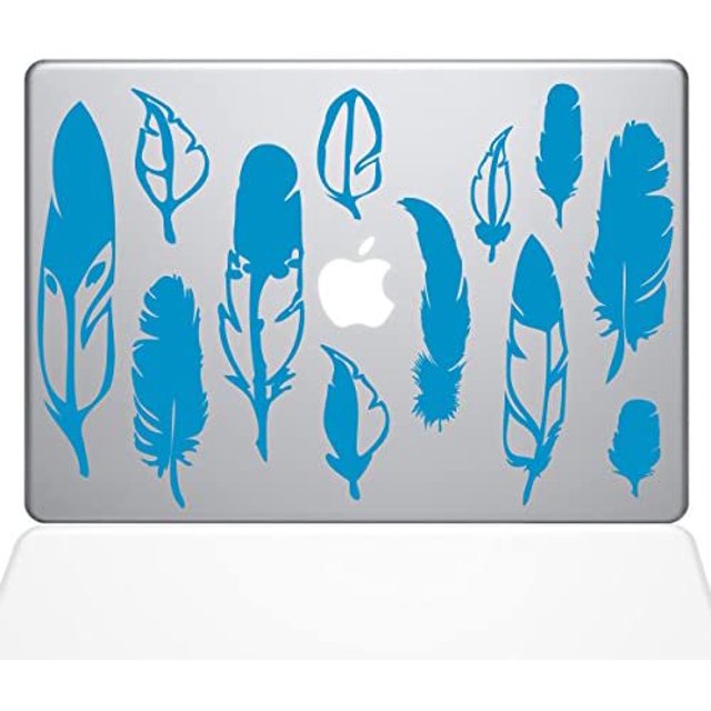 The Decal Guru Woodland Feathers MacBook Decal Vinyl Sticker - 12" MacBook - Light Blue (1267-MAC-12M-LB)