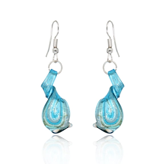 BESHEEK Handmade Aqua Blue Twisted Twirl Drop Earrings | Handmade Hypoallergenic Boho Beach Gala Wedding Style Fashion Earrings