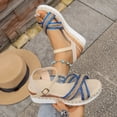 thumbnail image 6 of Dakaela Espadrille Dressy Wedge Sandals Womens Platform Casual Summer Comfortable High Heeled Wedges with Adjustable Buckle Blue 6, 6 of 9
