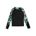 thumbnail image 5 of iiniim Kids Girls Tropical Swimsuit Two Pieces Long Sleeve Rashguard Set Summer Swimwear Bathing Suit 6-16 Black 6, 5 of 7