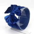 thumbnail image 3 of Odeerbi Baby Girls Elastics Hair Bows Headband Toddler Gold Velvet Pleated Headband Cute Solid Color Oversized Headband Hair Accessories Blue, 3 of 4