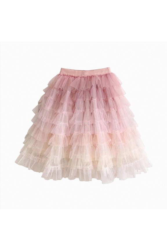 Girls Colorful Rainbow Layered Ribbon Tiered Ballet Tutu Skirt(Purple,2-3 Years)