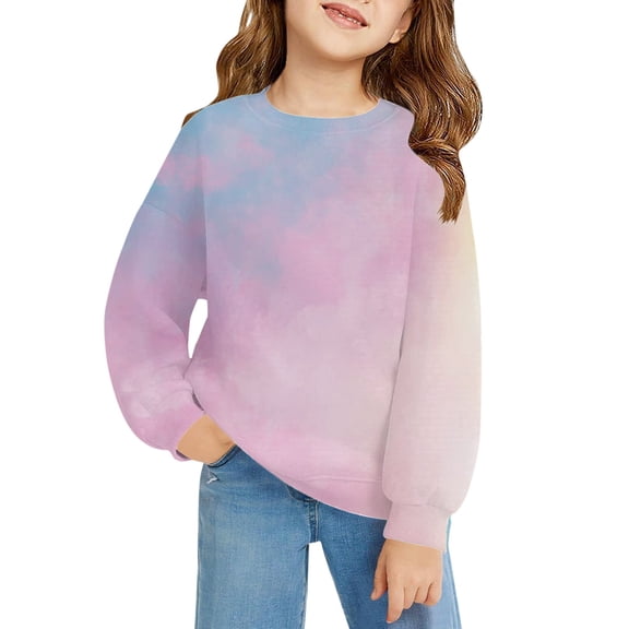 Girls and Toddlers Sweatshirts Fashion Tie Dye Print Pullover Tops Crewneck Loose Fit Long Sleeve Fall Winter Cute Clothes
