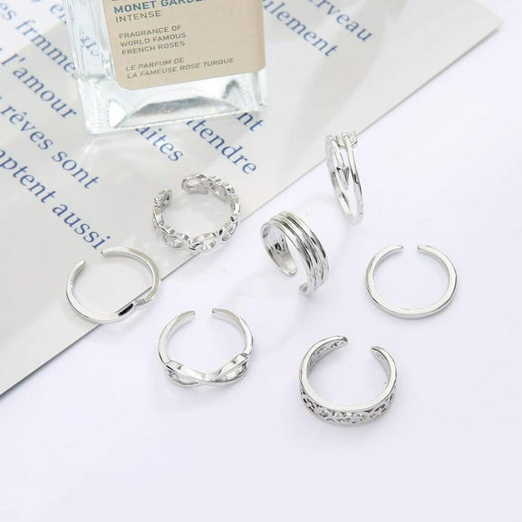 SSKFHGI Silver 8pcs Various 8-Shaped Arrow Set Foot Ring Pinky Ring Open Adjustable Toe European And American Female Beach Foot Ring