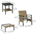 thumbnail image 3 of Outsunny 5pc Rattan Garden Table and Chair Set w/Padded Seat and Footstool, 3 of 10