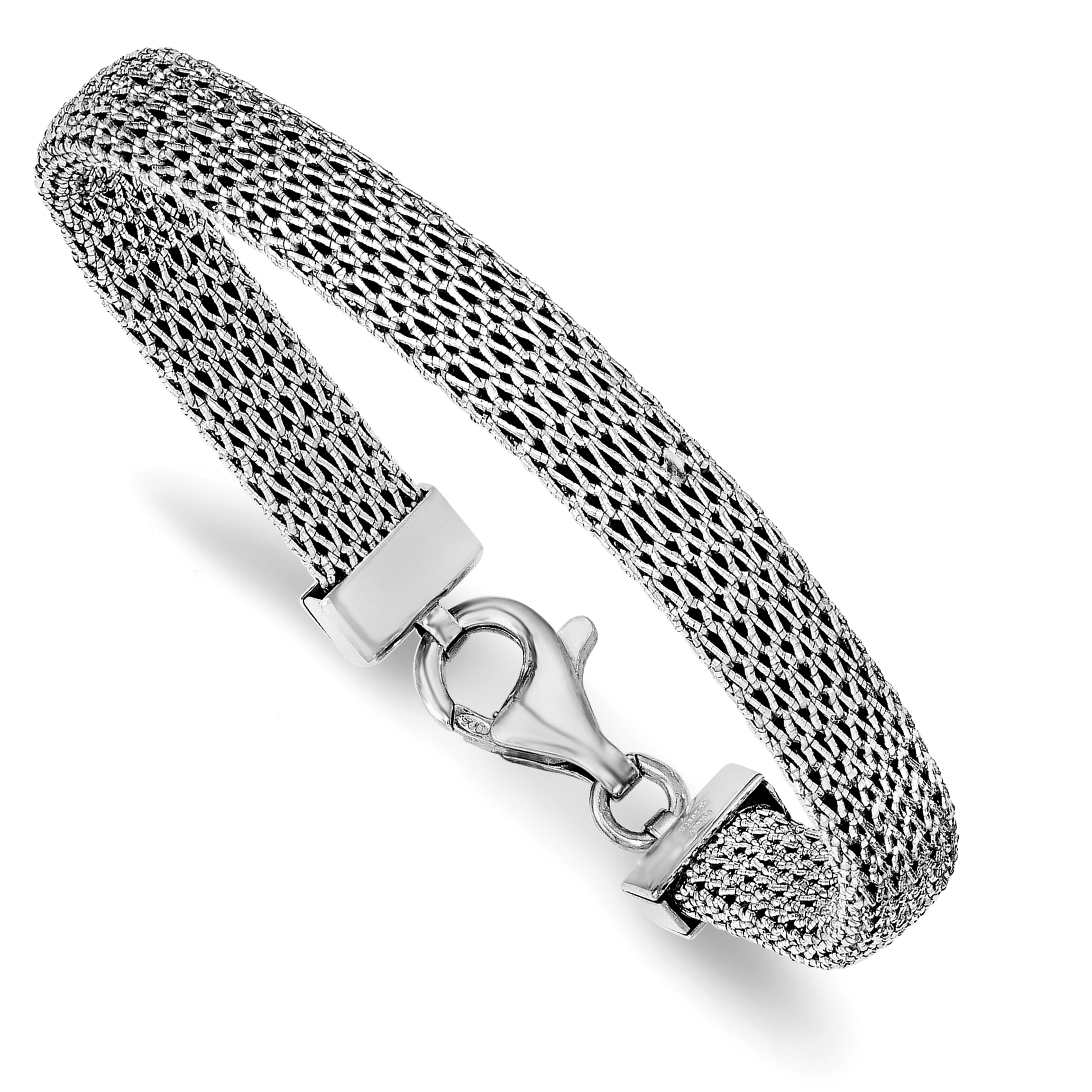 925 Sterling Silver Link Mesh Bracelet 7 Inch Bangle Flexible Fine