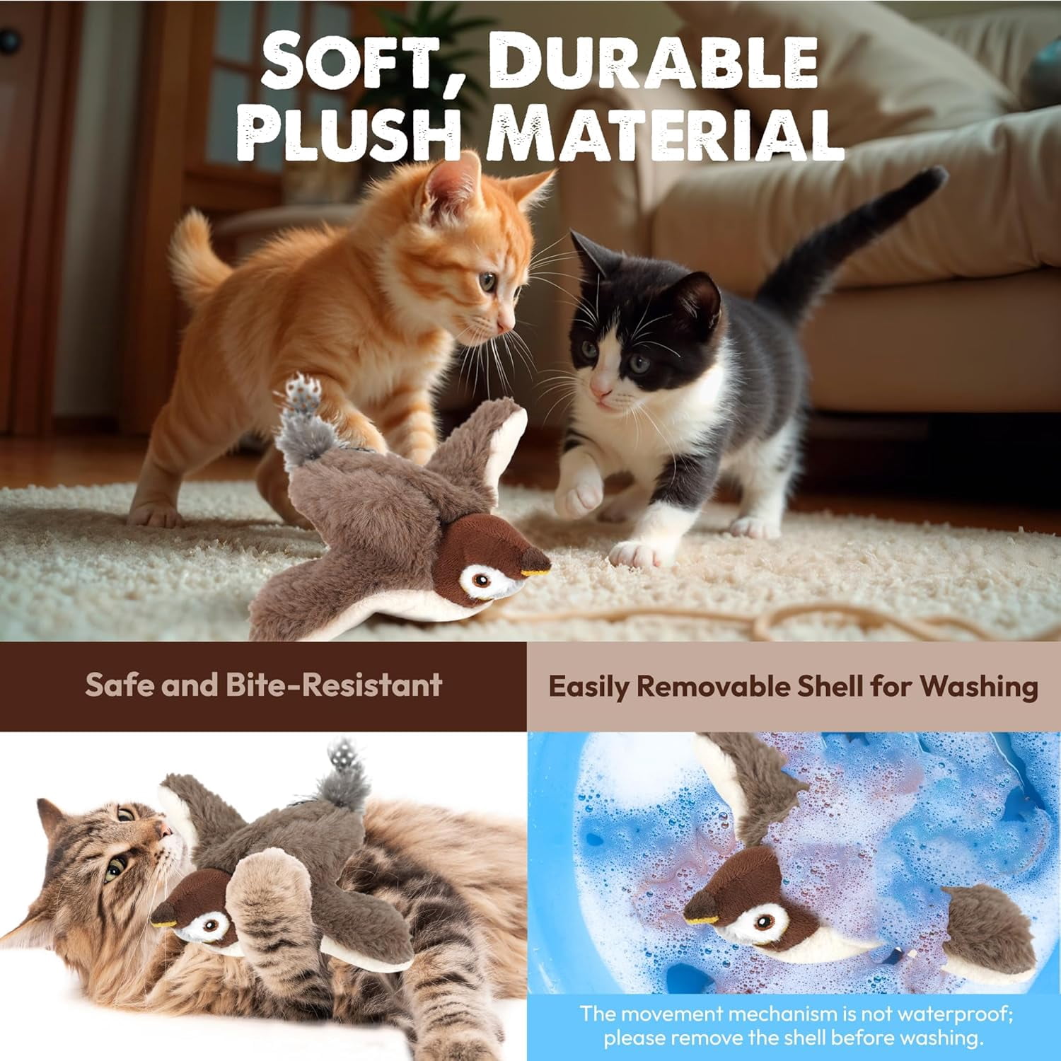 Flying Bird Cat Toys for Indoor,Interactive Chirping Bird Cat Toys with Flapping Wings,Flying Simulation Electric Sparrow Shaking Hunting Pet Toy