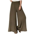 thumbnail image 2 of WREESH Womens Wide Leg Long Palazzo Pants Fashion Casual Elastic Waist Loose Full Length Pants Brown, 2 of 6