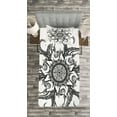 thumbnail image 3 of Ambesonne Octopus Quilted Bedspread Set 2 Pcs, Nautical Mandala Art, Twin Size, Black White, 3 of 3