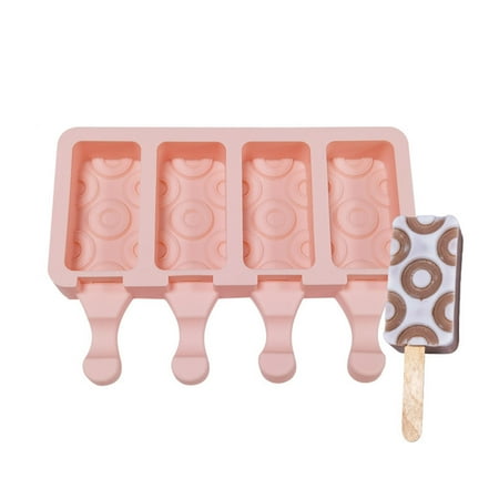 

4 Cell Circle Pattern Popsicles Mold Non-stick Silicone Ice Cream Molds Homemade DIY Dessert Juice Ice-Pop Mould for Kids Kitchen Supplies