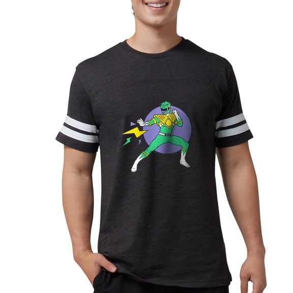 CafePress - Green Ranger Lightning Bolt Men's Football T Shirt - Mens Football Shirt