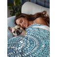 thumbnail image 3 of Twin Flat Sheet 66"x96", Turquoise Boho Soft Lightweight Bedding Flat Sheets Only, Retro Ethnic Teal Geometric Aesthetic Brushed Microfiber Top Bed Sheet, Breathable StainResistant Bedsheets, 3 of 9