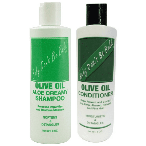 BABY DON'T BE BALD Olive Oil Aloe Creamy Shampoo Conditioner 8oz Each Set