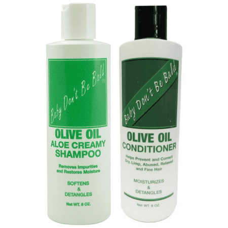 BABY DON'T BE BALD Olive Oil Aloe Creamy Shampoo Conditioner 8oz Each Set