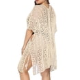thumbnail image 5 of Plus Size Swimsuit Cover Ups for Women,Short Sleeve Crochet Knit Hollow Out V-Neck Loose Beach Swimwear, 5 of 5