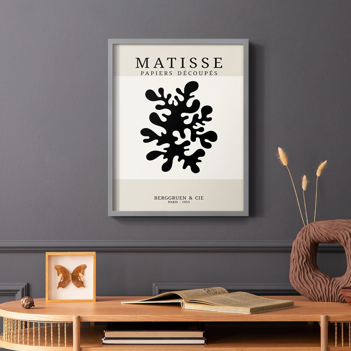 Matisse CDXV in Gray Solid Wood Framed Print No Nail Hanging