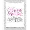 thumbnail image 1 of Feminist Tapestry, Stronger Together Calligraphy with Sketch Drawn Woman Heads with Various Hair, Wall Hanging for Bedroom Living Room Dorm Decor, 40W X 60L Inches, Pink Grey White, by Ambesonne, 1 of 2