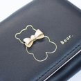 thumbnail image 2 of Small Wallets for Girls Cute Bear Print Wallet Small Tri-folded Wallet Cash Pocket Card Holder ID Window Purse for Women (Beige), 2 of 9