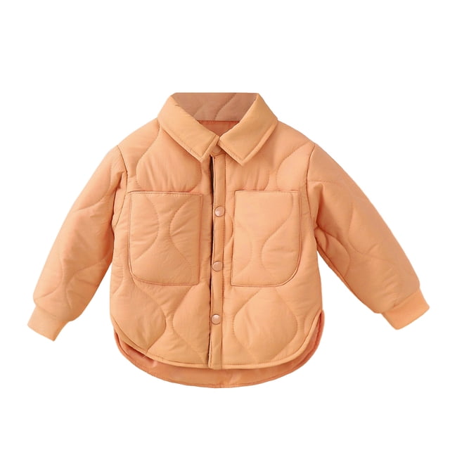 Gibobby Chamarra niñaNiños Niñas Abrigo Manga Larga Invierno Caliente Outwear Chaqueta Abrigo Color Sólido Moda(Naranja, 3-4 Años)
