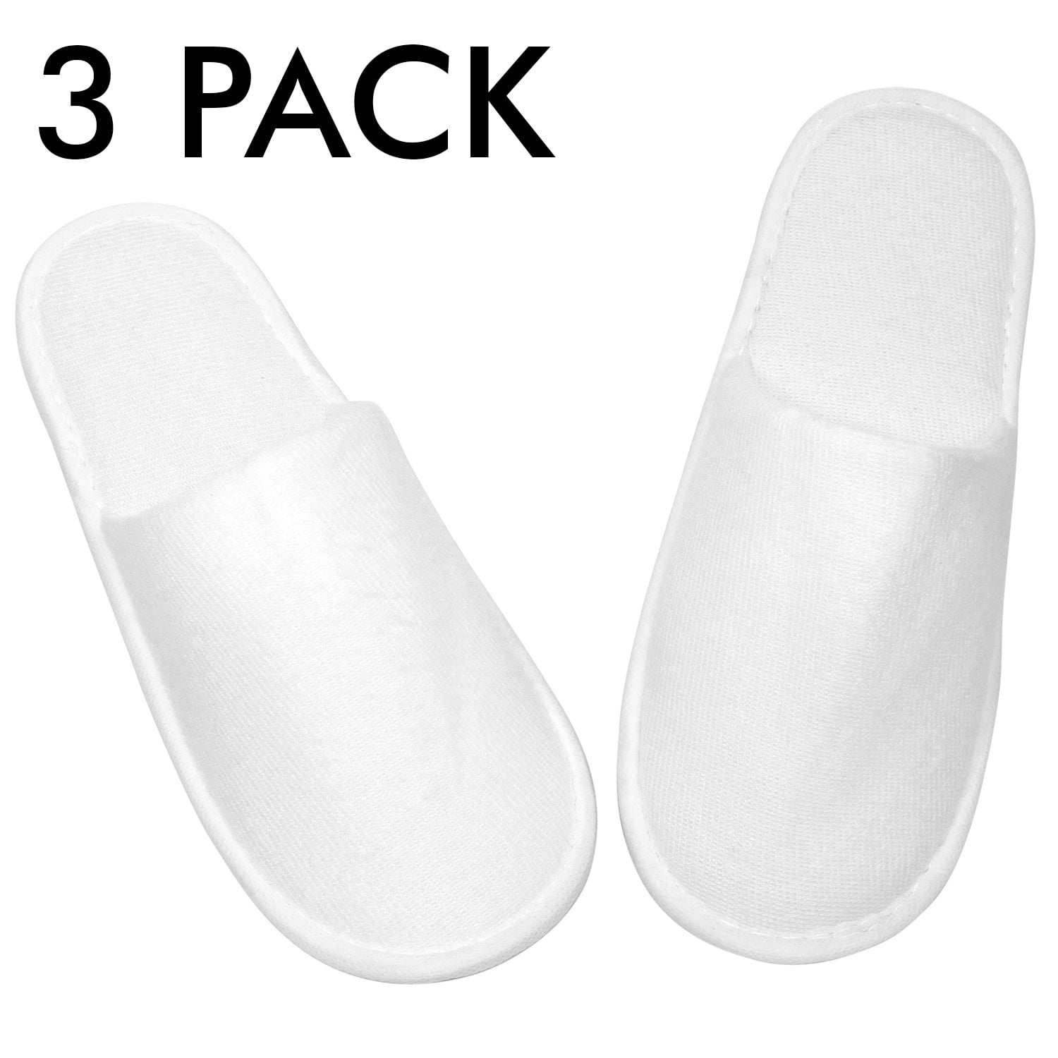 Hotel Use Aneco 6 Pairs Spa Slippers Disposable Closed Toe Slippers White Fluffy Guests Slippers for Home