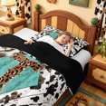 thumbnail image 3 of meiyoeat Western Leopard Print T Twin Comforter Sets For Boys,Farmhouse Cow Monogram Letter Design Bedding Set,Black Reversible,2pcs,1 Comforter and 1 Pillowcase, 3 of 7